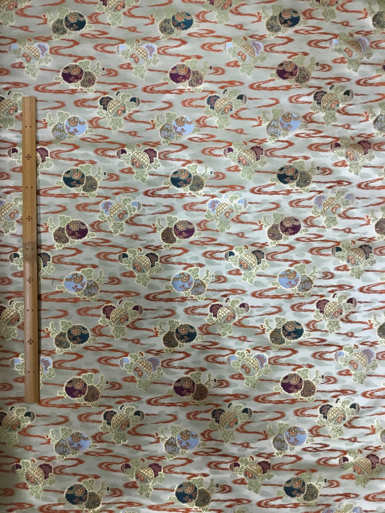 金襴生地／緑グレー／10cm単位〜／50cmまで