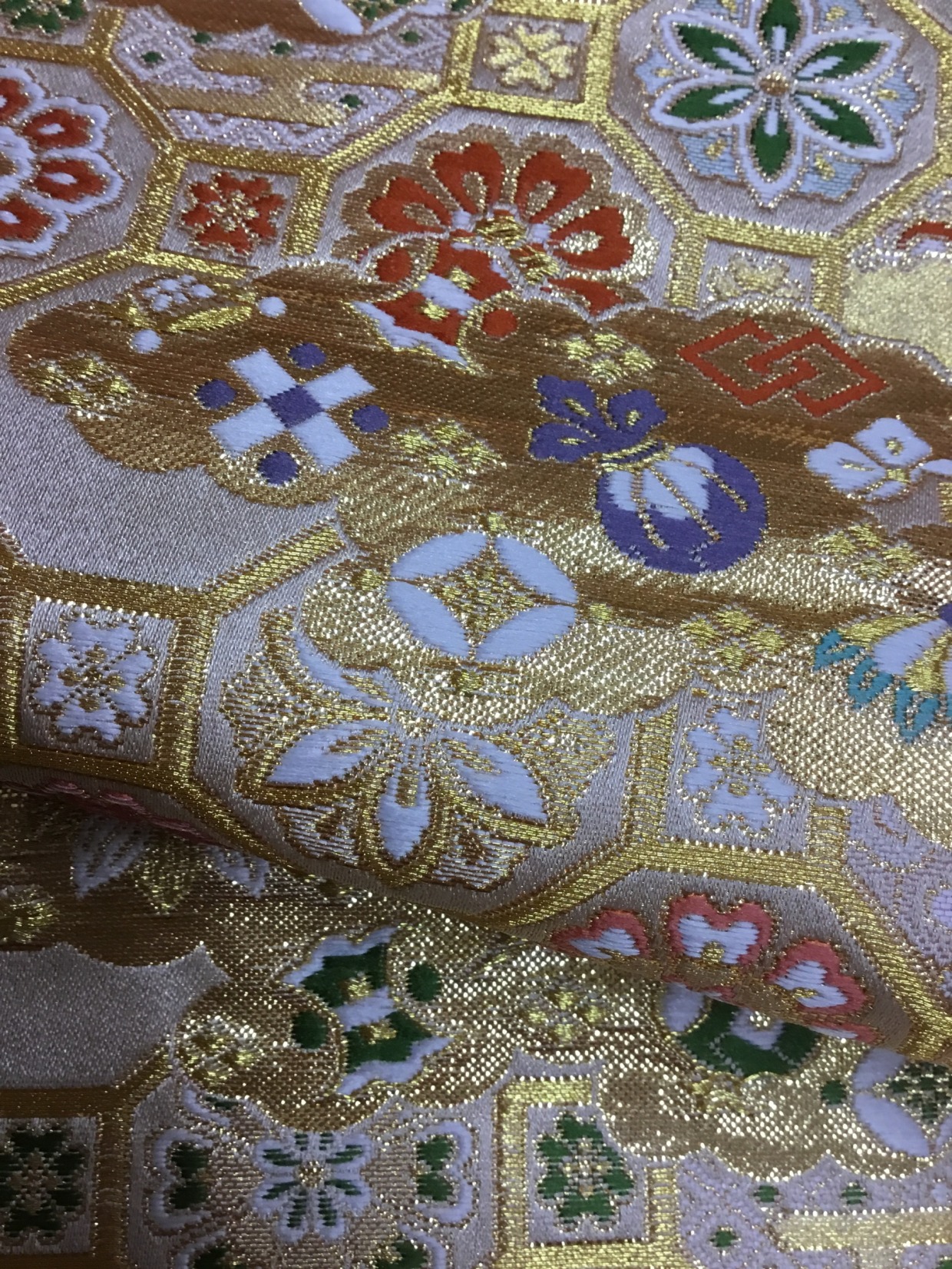金襴生地／金／蜀江文様／10cm単位〜/60cm〜