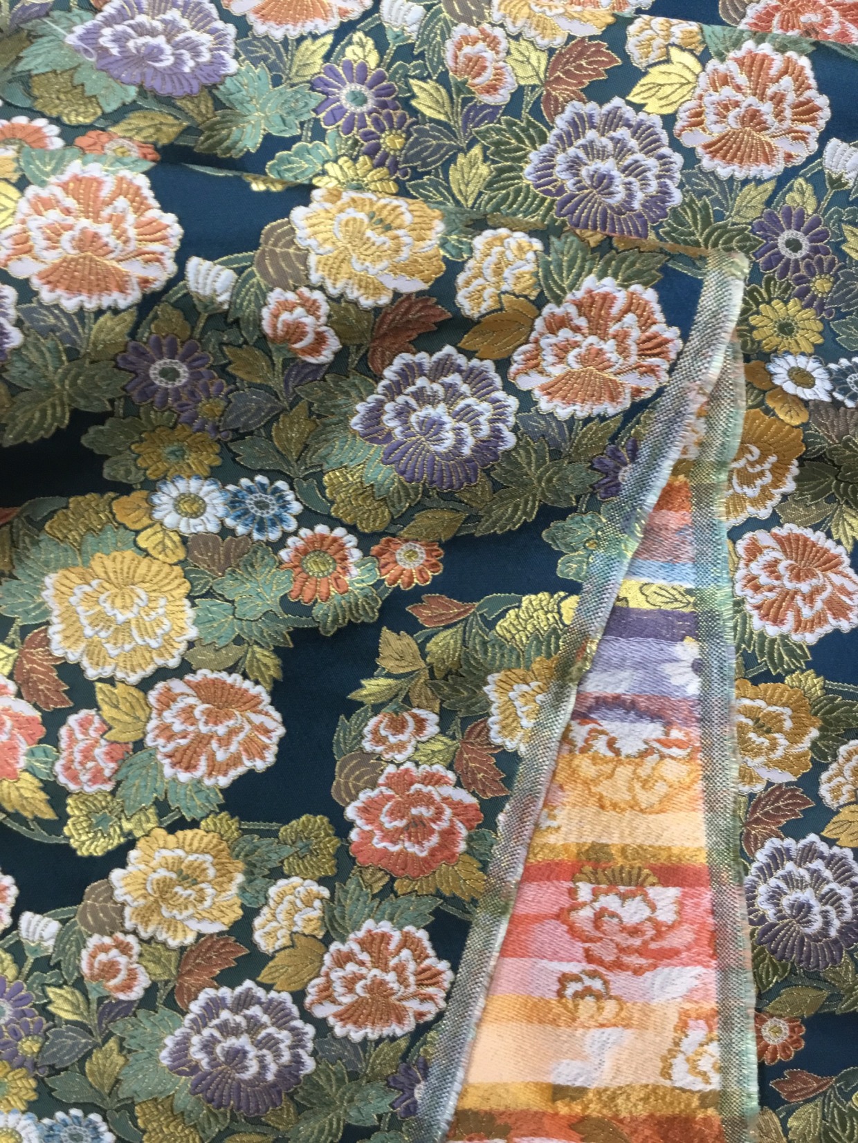 金襴生地／黒青／10cm単位〜／50cmまで