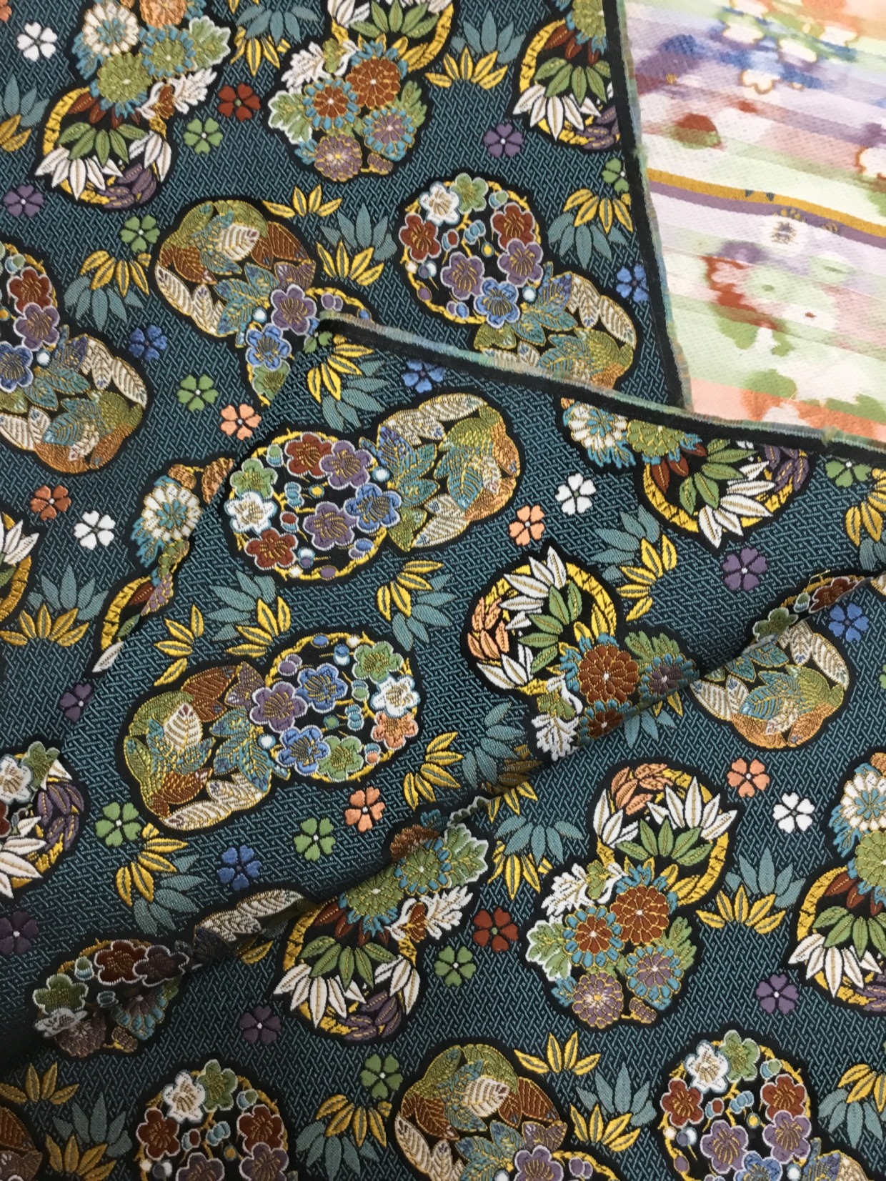 金襴生地／青／10cm単位〜／50cmまで