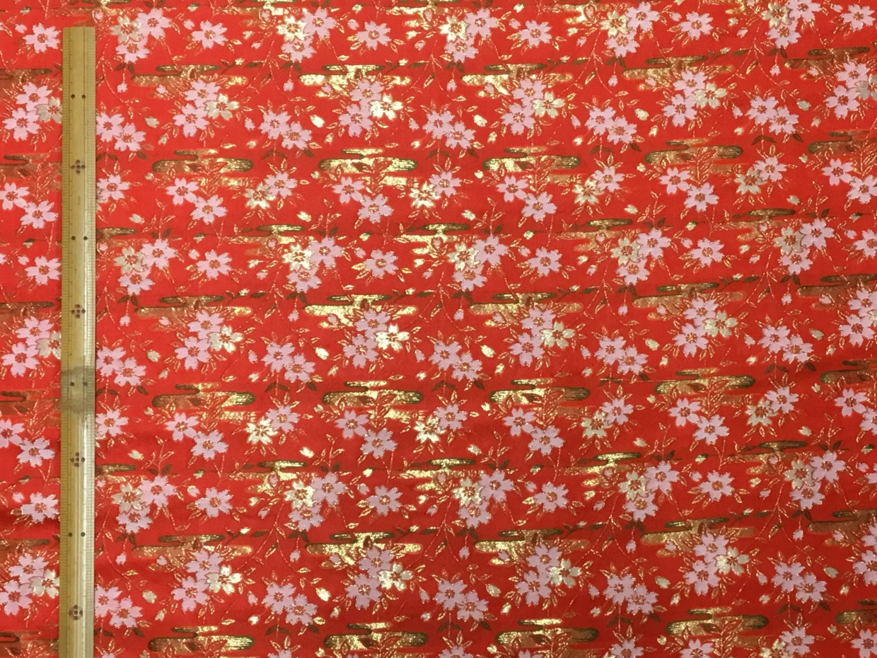 金襴生地／赤／10cm単位〜／50cmまで