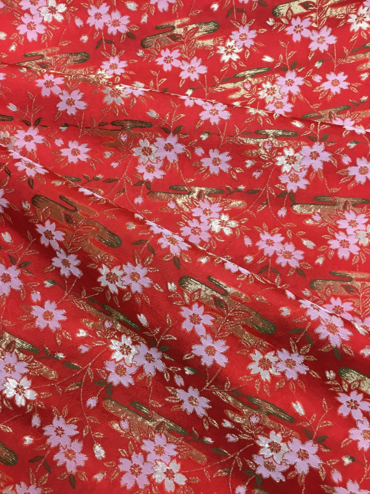 金襴生地／赤／10cm単位〜／60cm〜