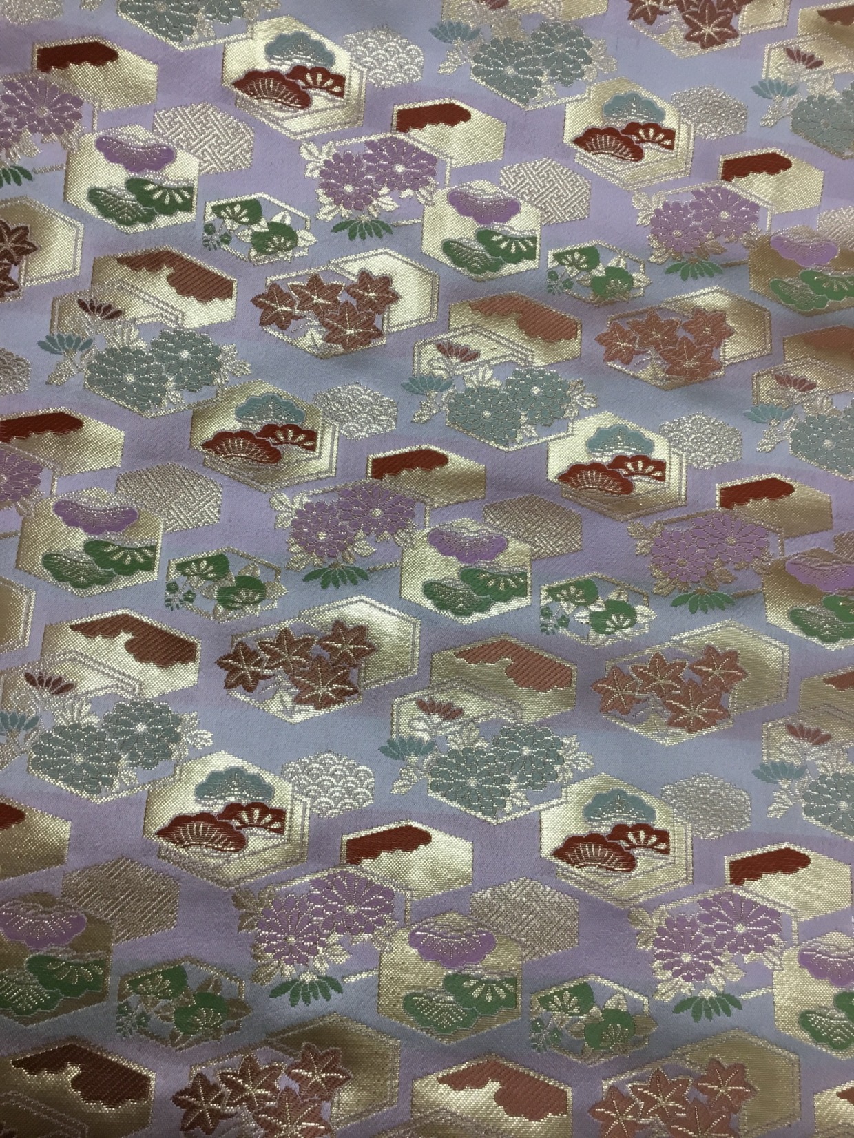 金襴生地／薄ピンクグリーン／10cm単位〜／50cmまで