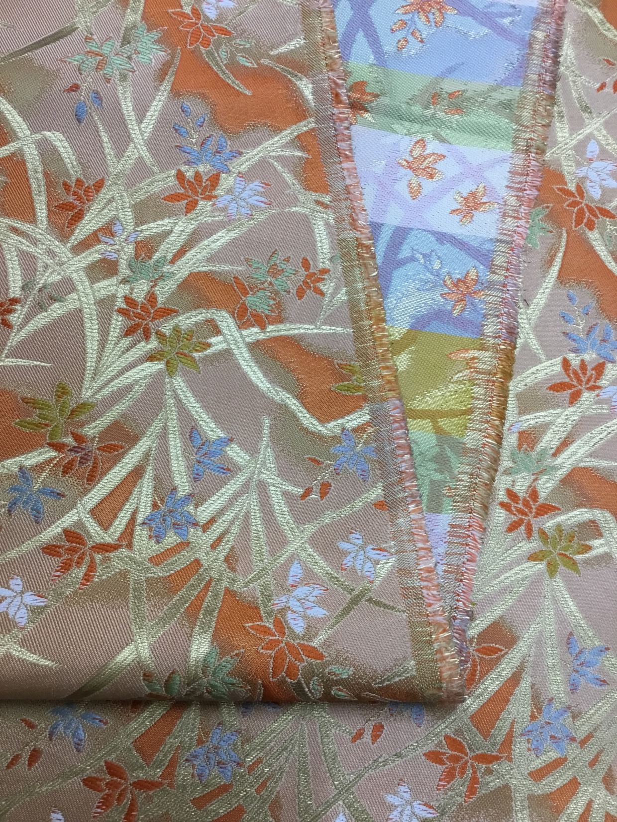 金襴生地／オレンジと肌色／10cm単位〜／60cm〜
