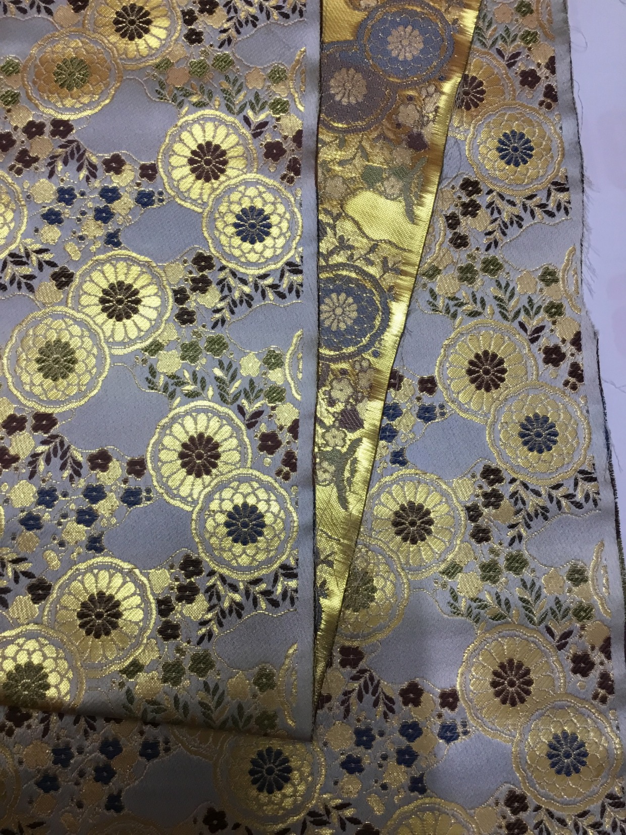 金襴生地／グレー／10cm単位〜／60cm〜