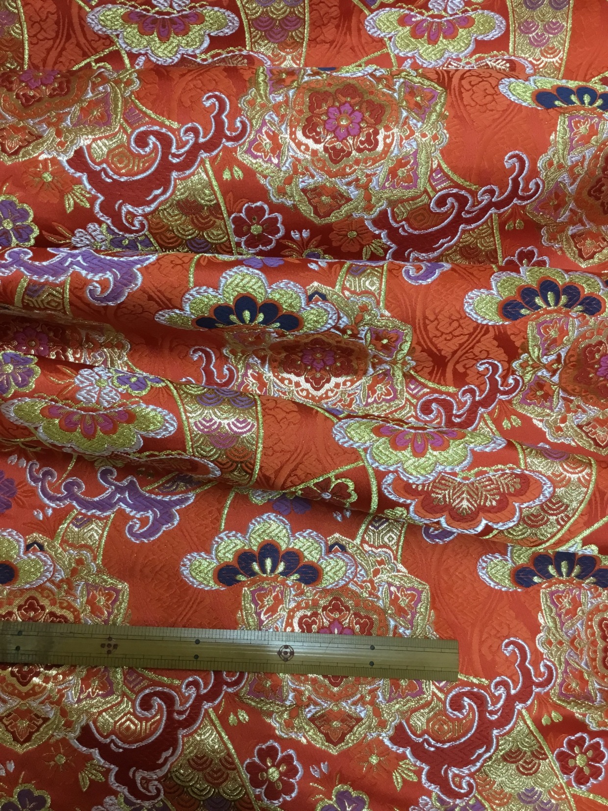 金襴生地／朱／10cm単位〜／50cmまで