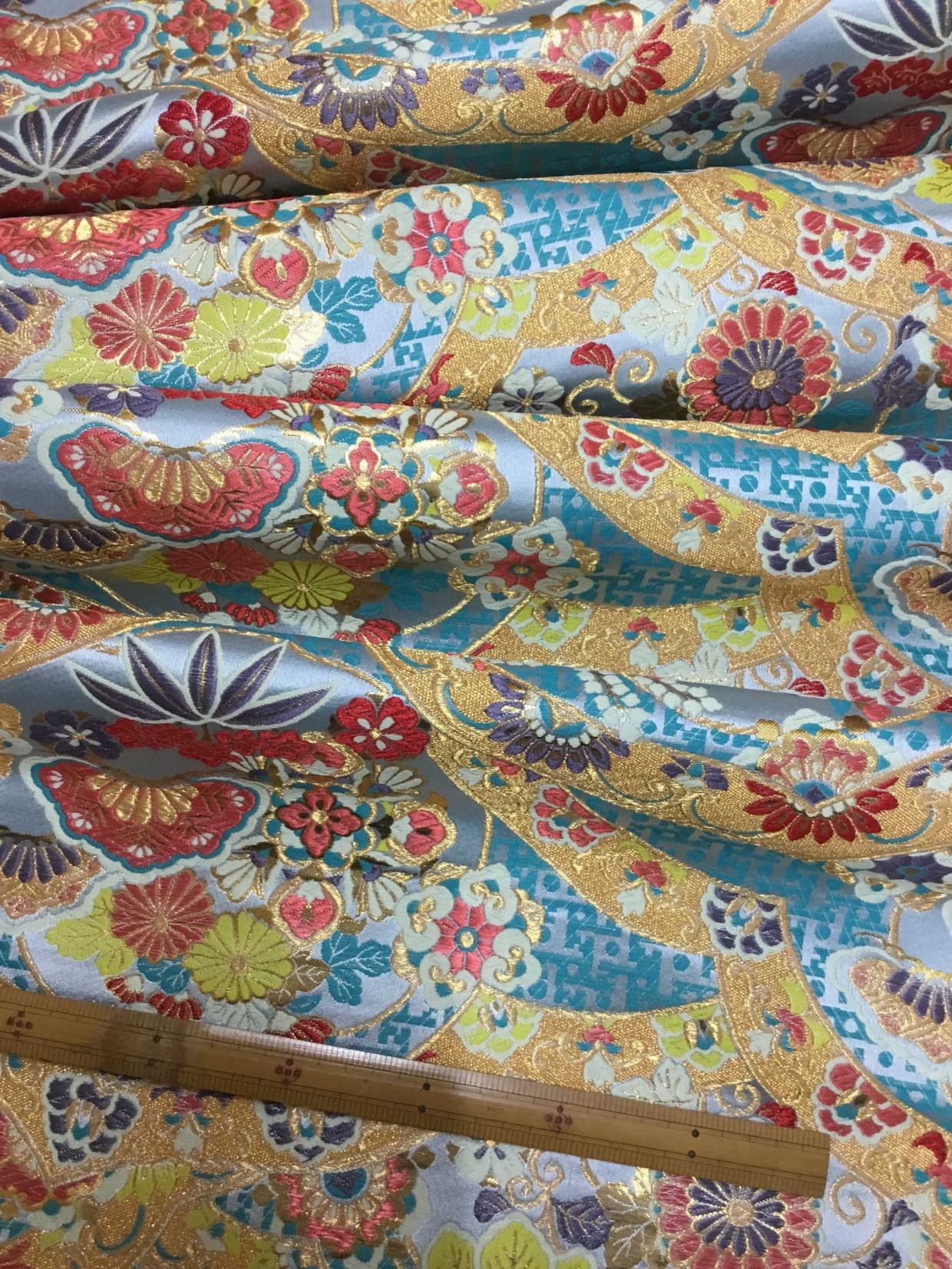 金襴生地／青グレー／10cm単位〜／60cm〜