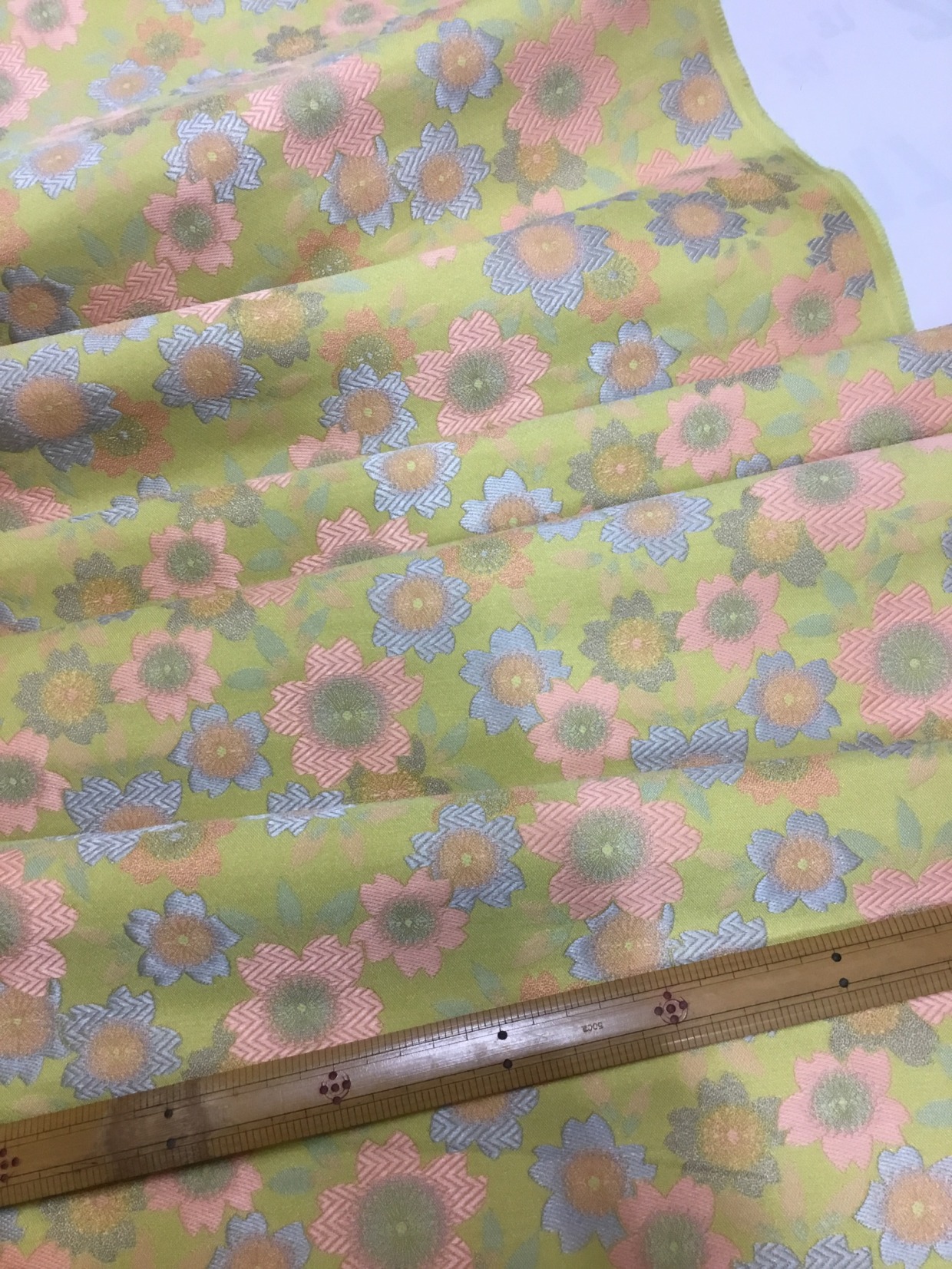 金襴生地／黄緑／10cm単位〜／50cmまで