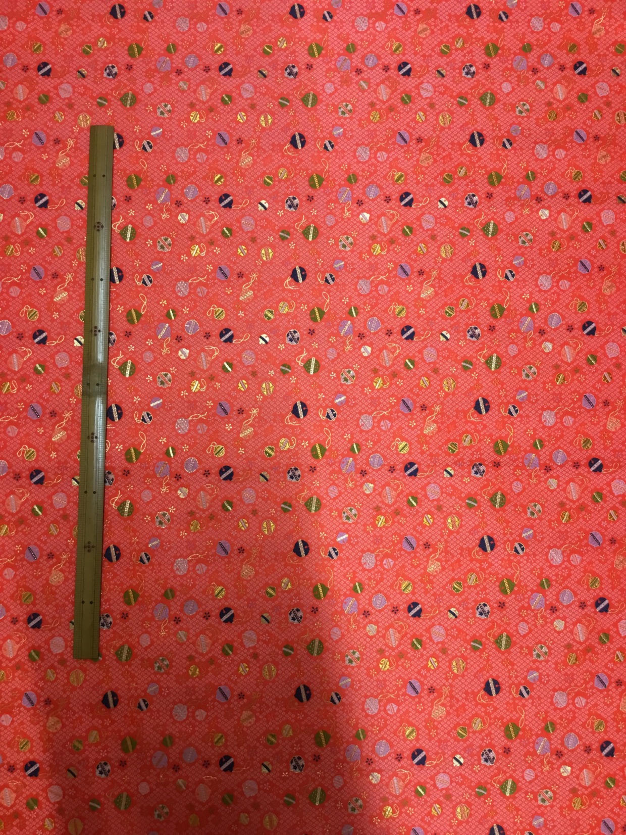 金襴生地／赤／裏不織布貼り／10cm単位〜／60cm〜