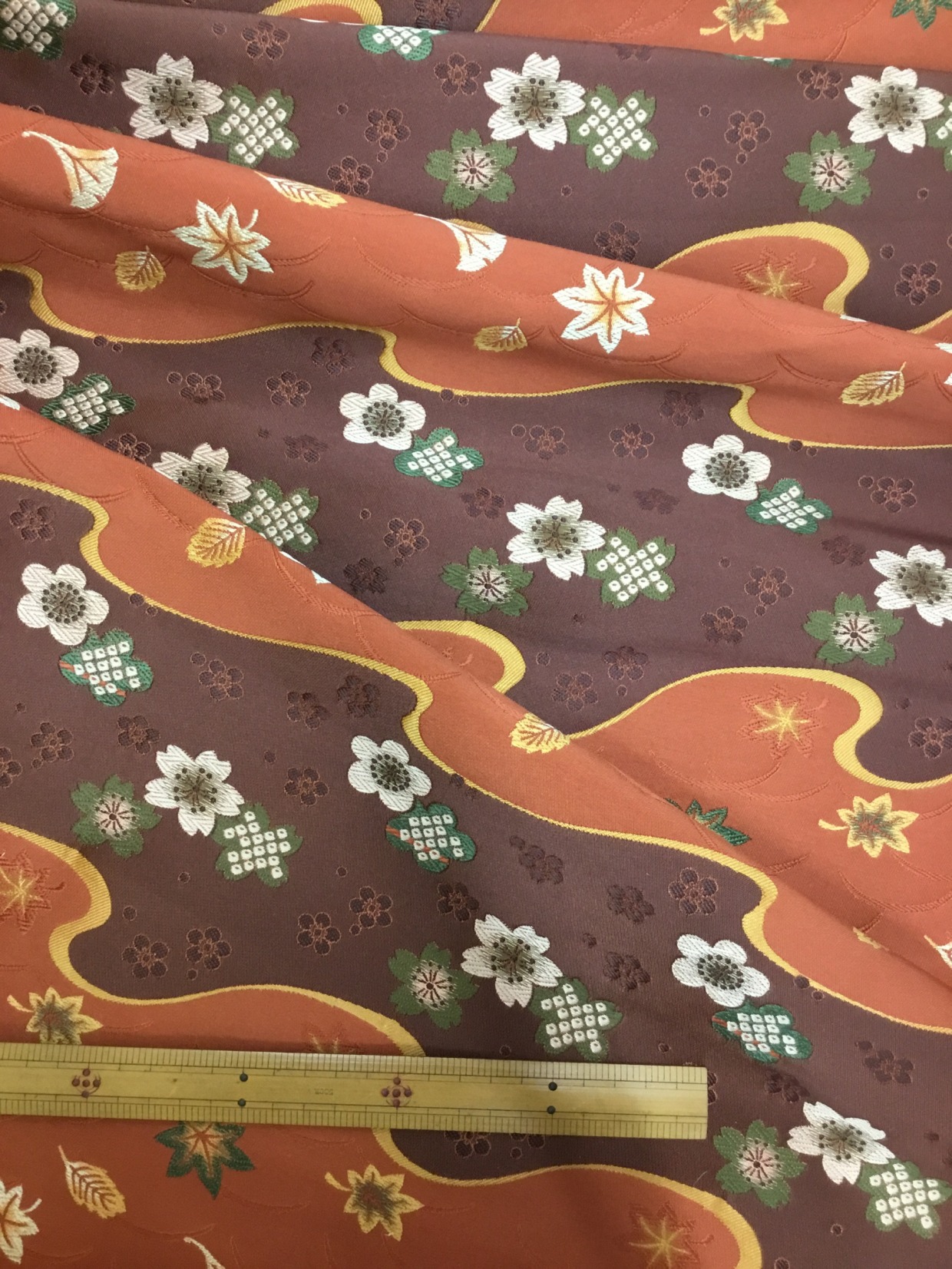 金襴生地／茶／10cm単位〜／60cm〜