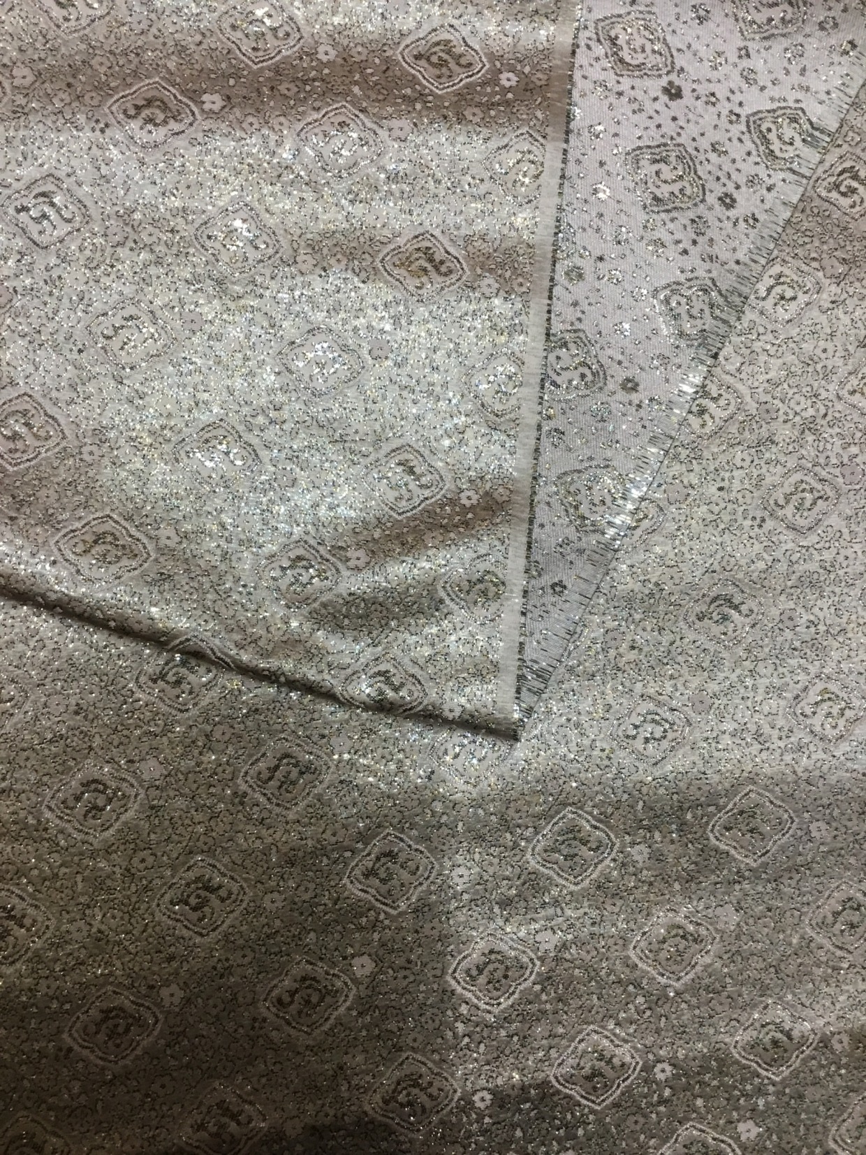 金襴生地／ピンクシルバー／10cm単位〜／60cm〜