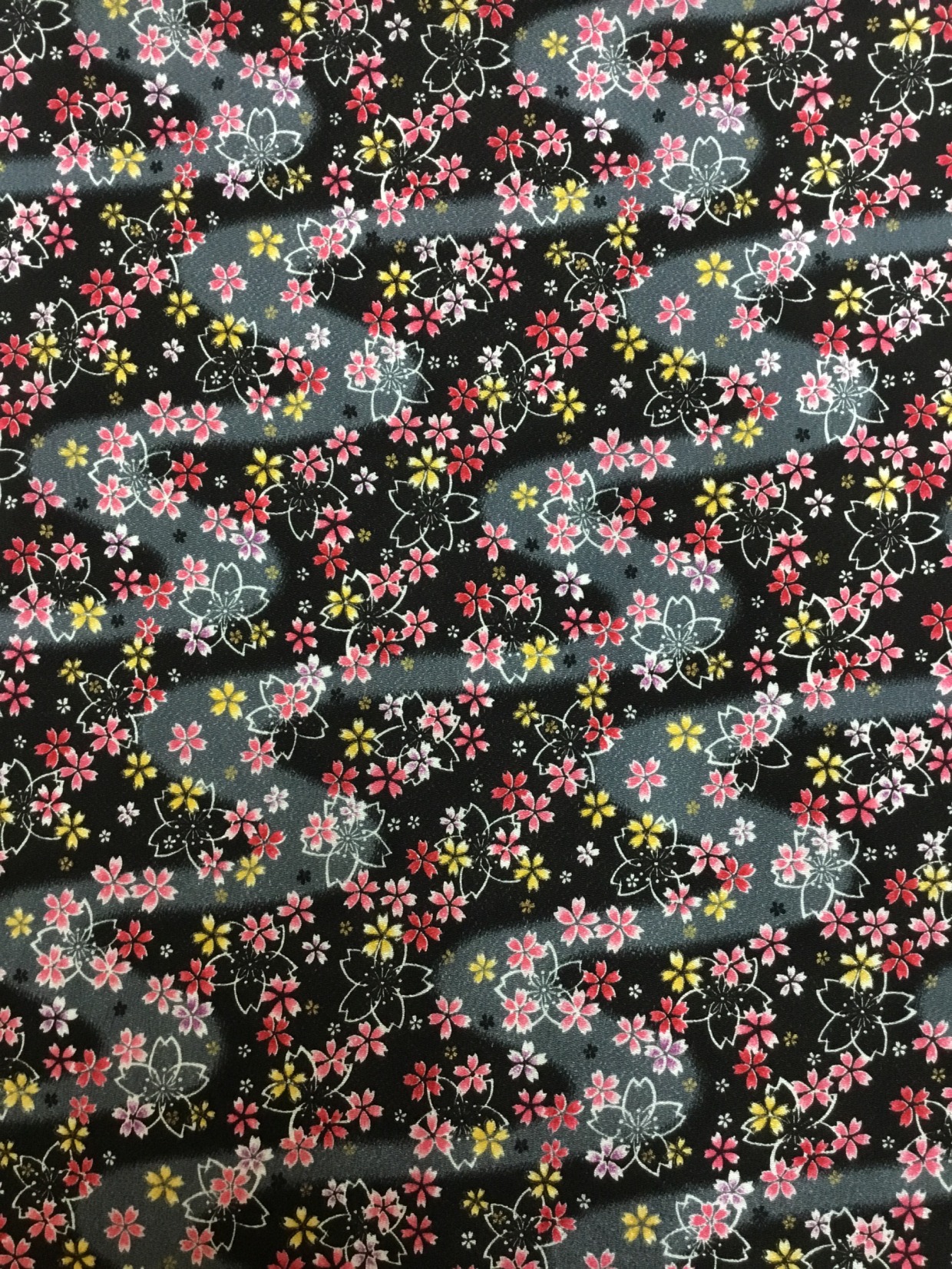 ちりめん生地／黒／92cm幅／10cm単位〜／60cm〜