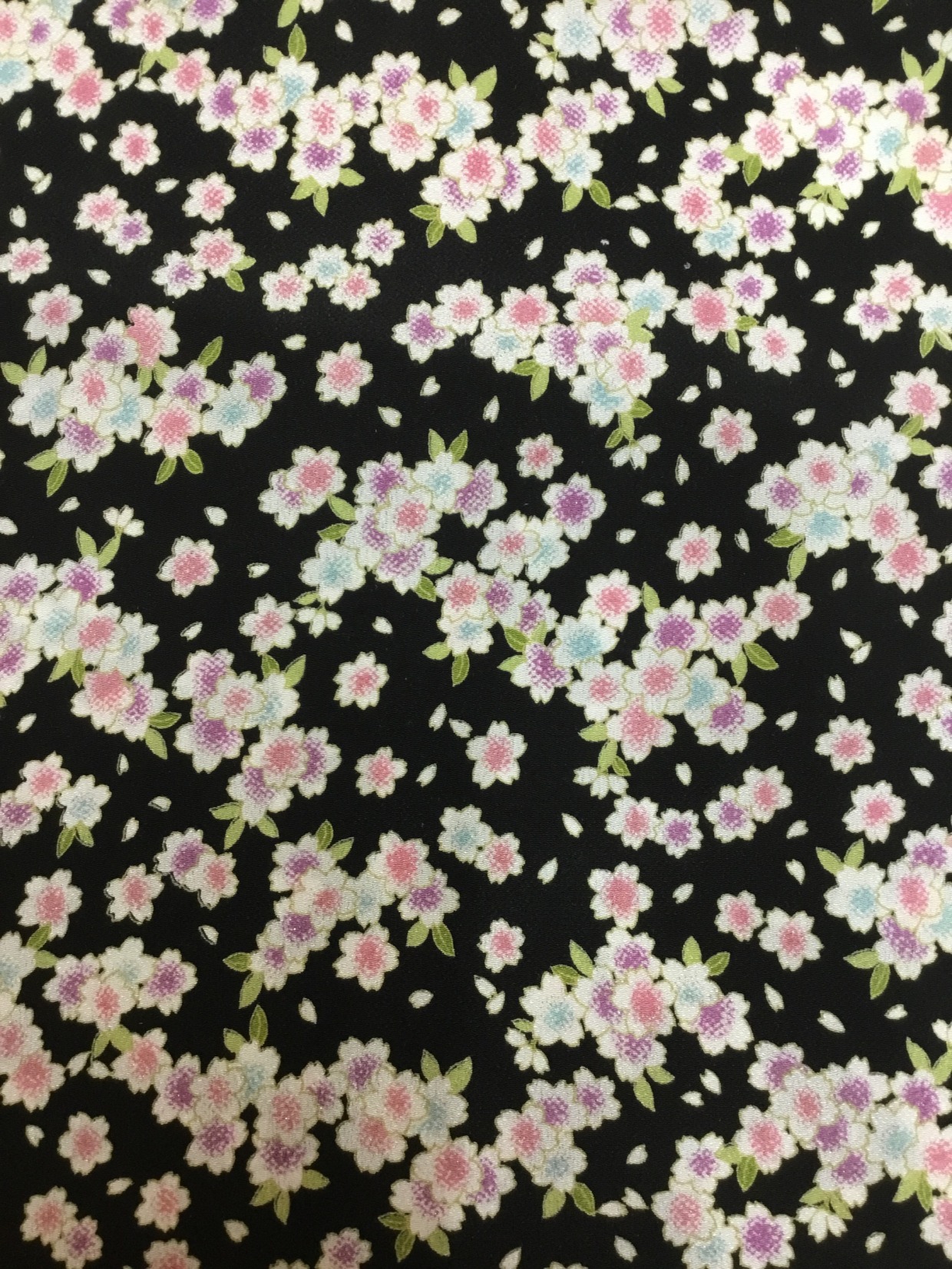 ちりめん生地／黒／10cm単位〜／60cm〜