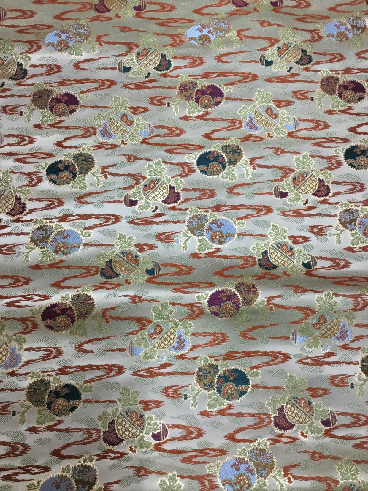 金襴生地／緑グレー／10cm単位〜／60cm〜