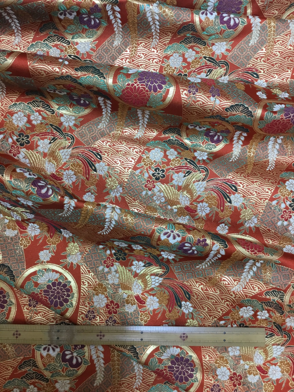 金襴生地／赤／10cm単位〜／60cm〜