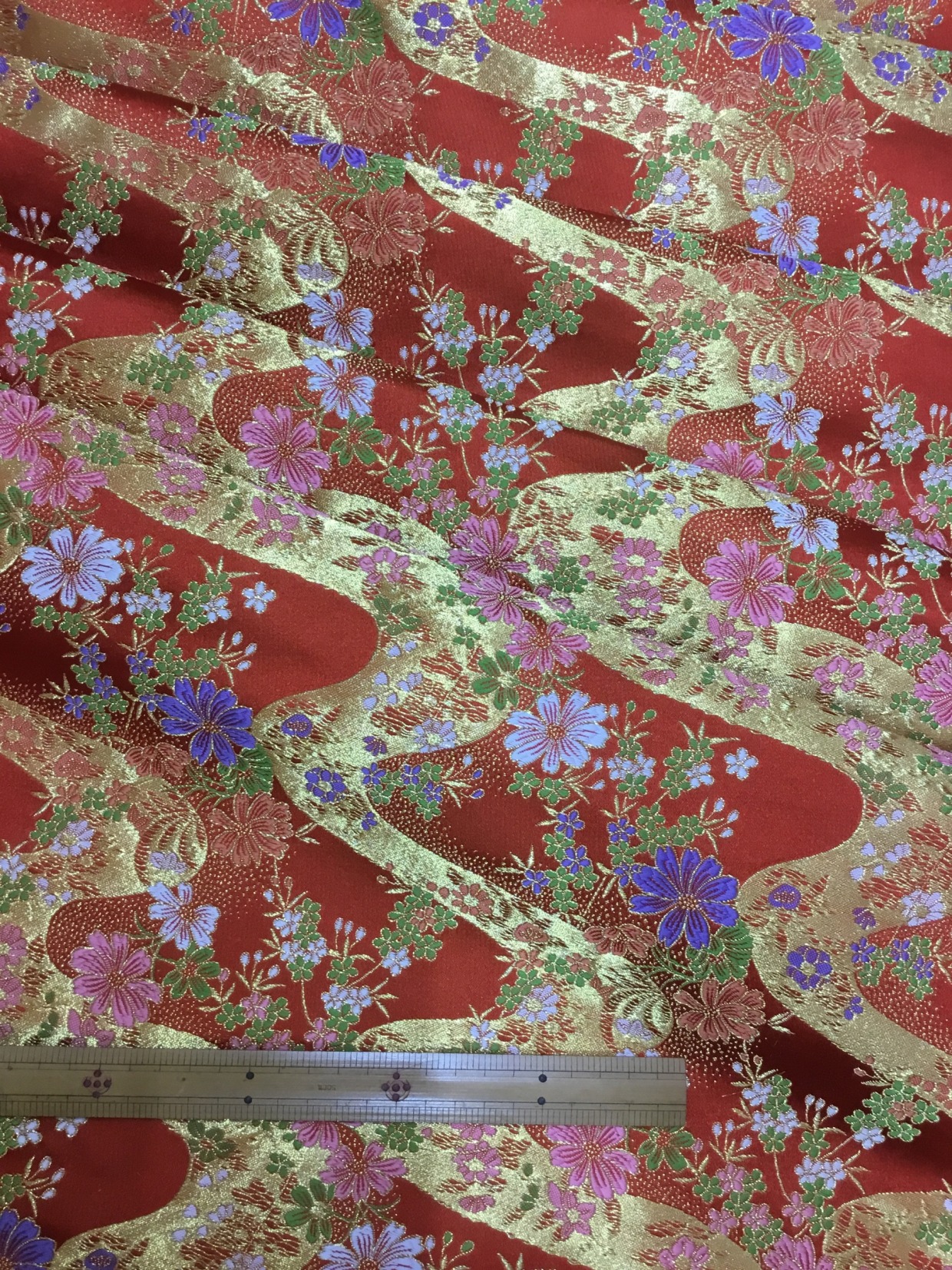 金襴生地／赤／10cm単位〜／60cm〜