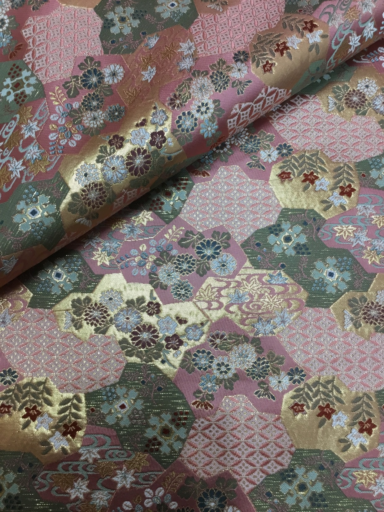 金襴生地／ピンク／10cm単位〜／50cmまで