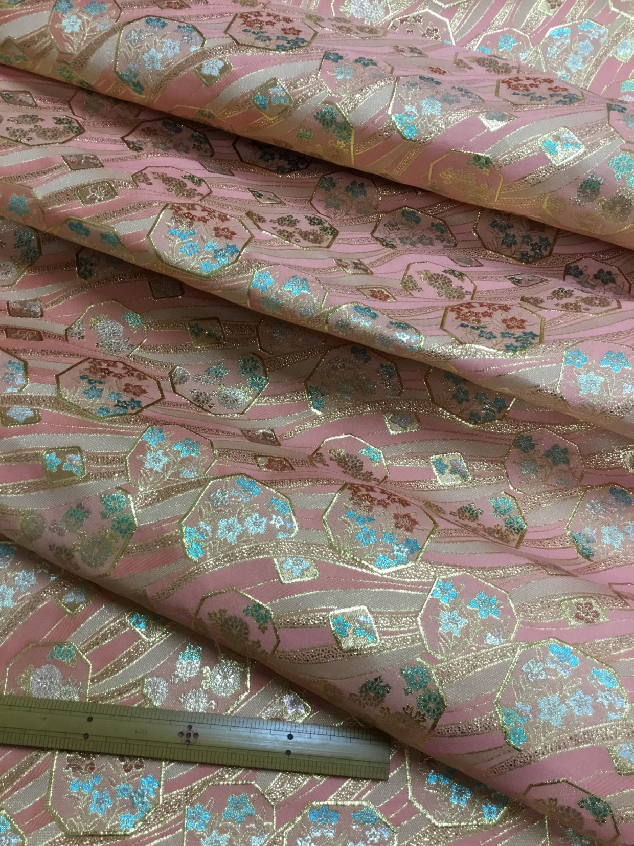 金襴生地／サーモンピンク／10cm単位〜／50cmまで
