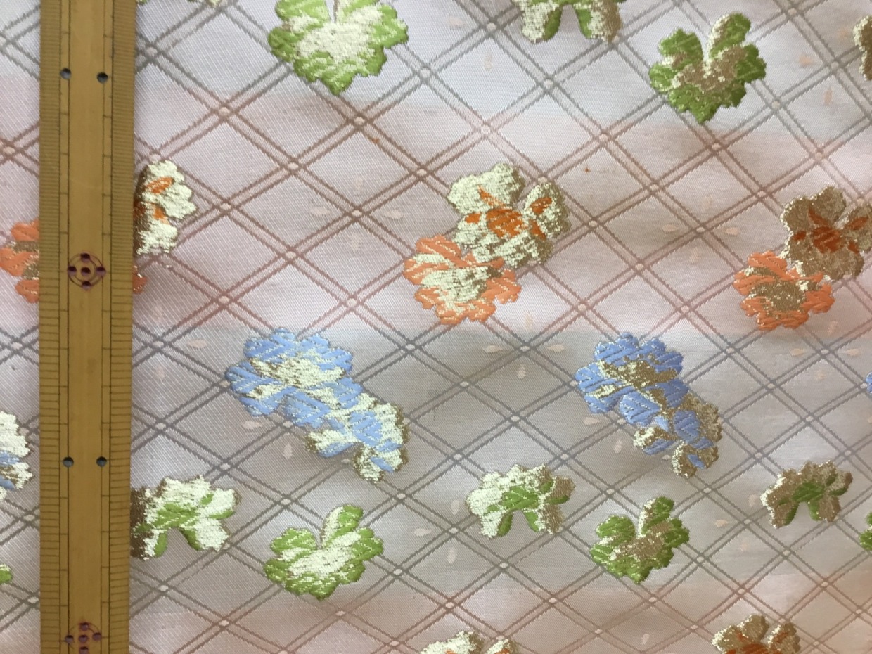 金襴生地／ピンク／汚れあり／10cm単位〜／50cmまで