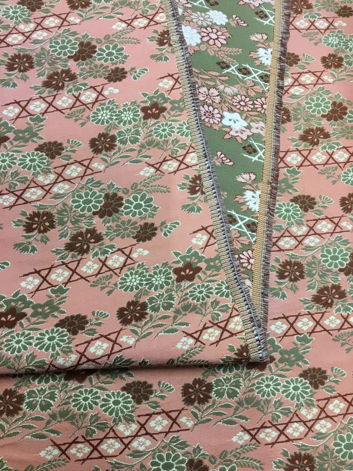 金襴生地／ピンク／10cm単位〜／60cm〜
