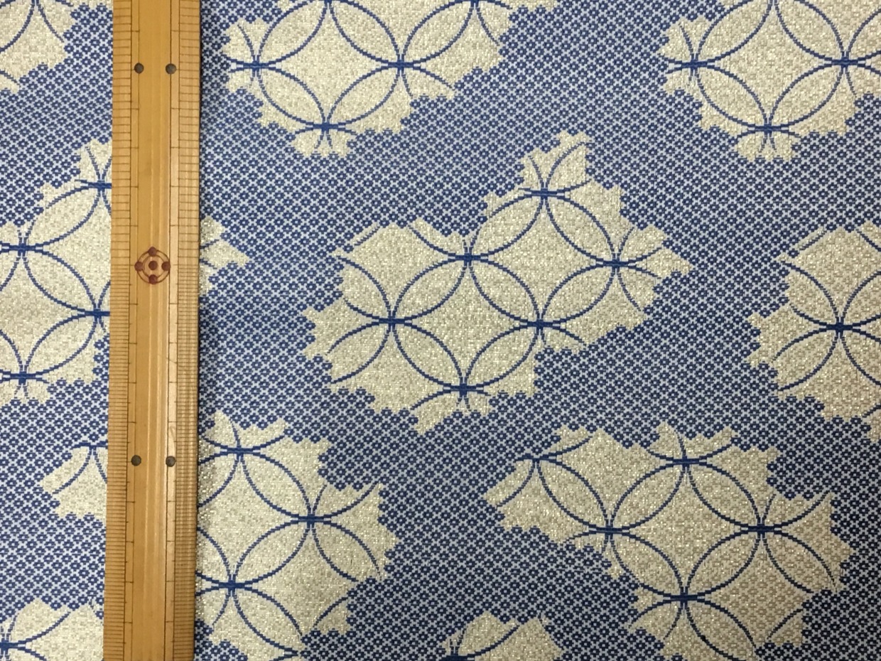 金襴生地／青とシルバー／10cm単位〜／50cmまで