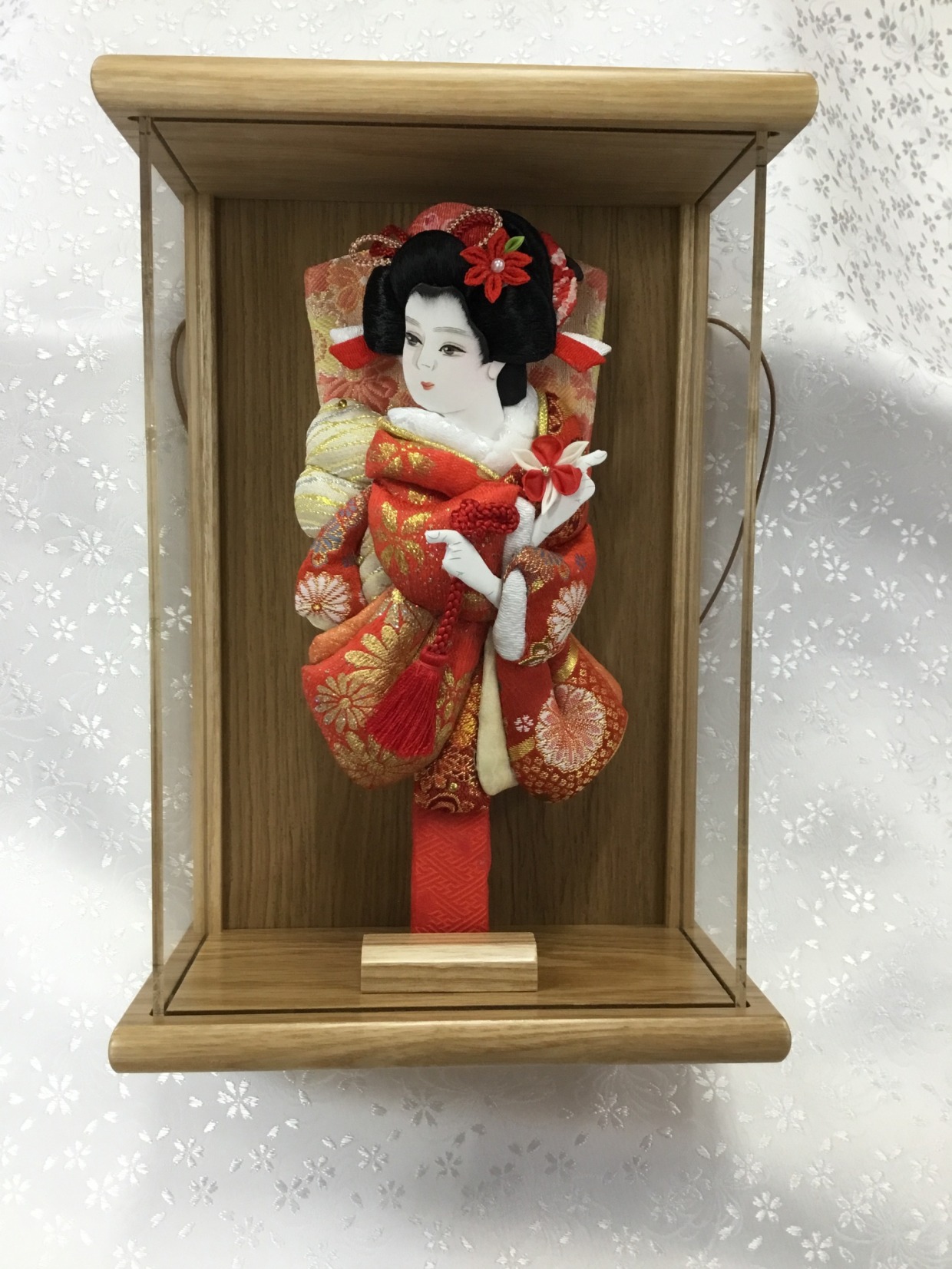 押絵羽子板　アクリルケース入り　7号　木目