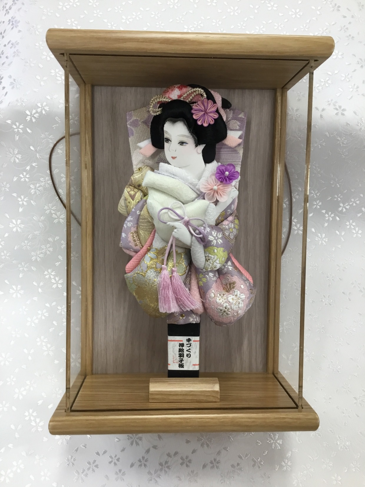 押絵羽子板　アクリルケース入り　7号　木目