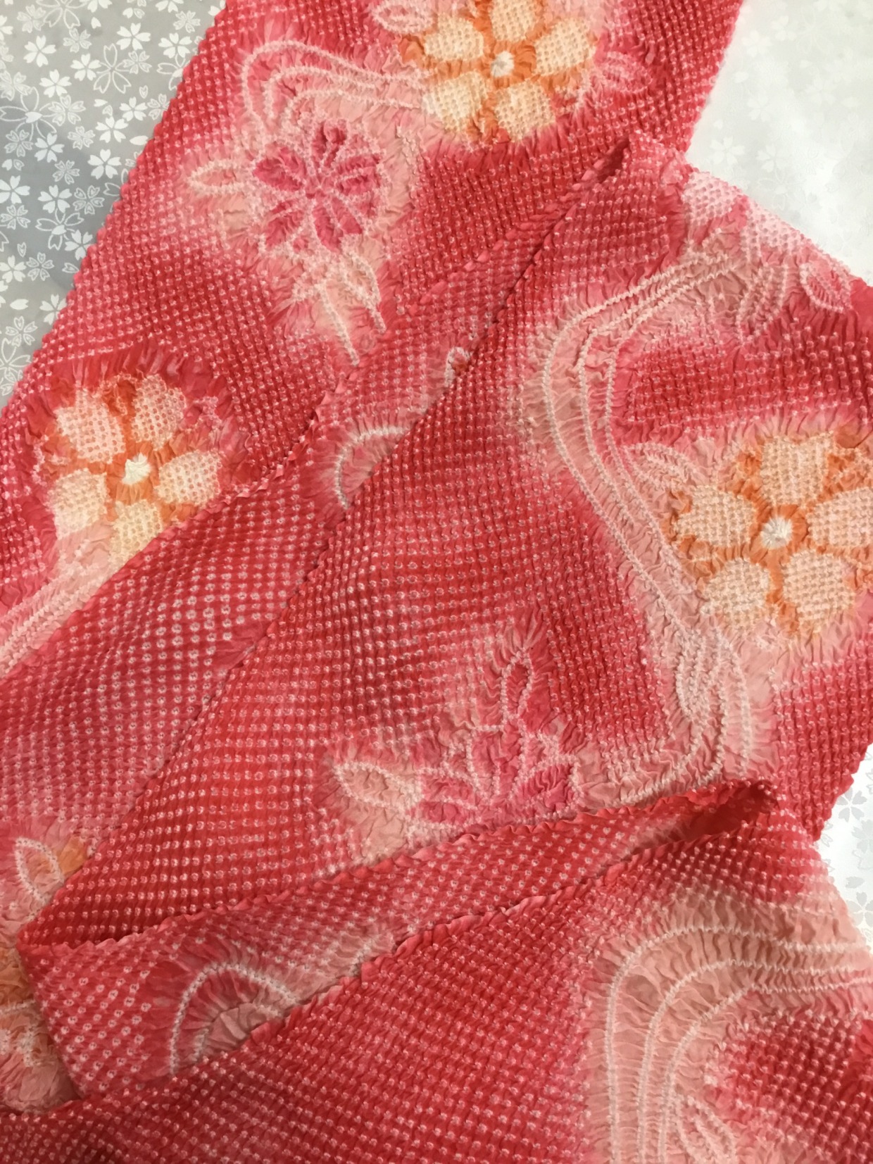 有松絞り　ピンクオレンジ